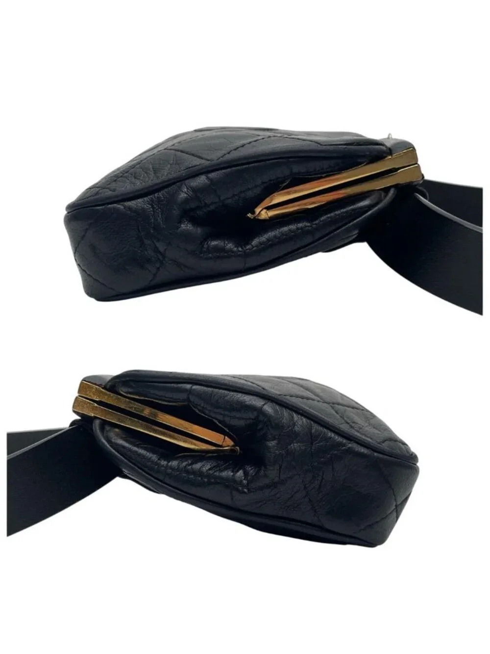 Chanel Lambskin Quilted Kiss Lock Waist Belt Bag CC Logo